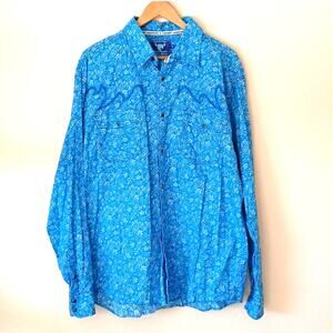Cowboy Hardware blue paisley western snap button down shirt
